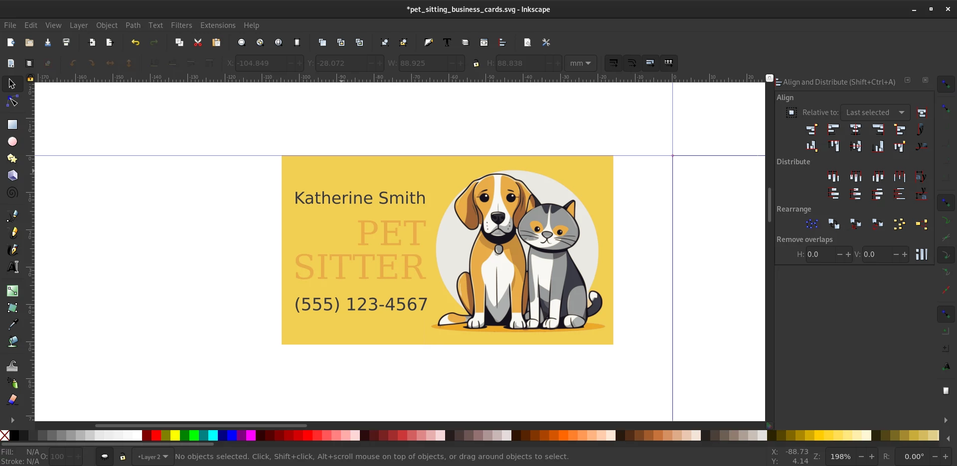 Adding text to your business card